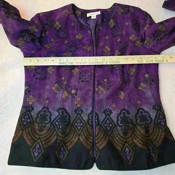 Coldwater Creek Open Front Jacket Blazer Womens Size 6 Purple Festival Design - Picture 5 of 12